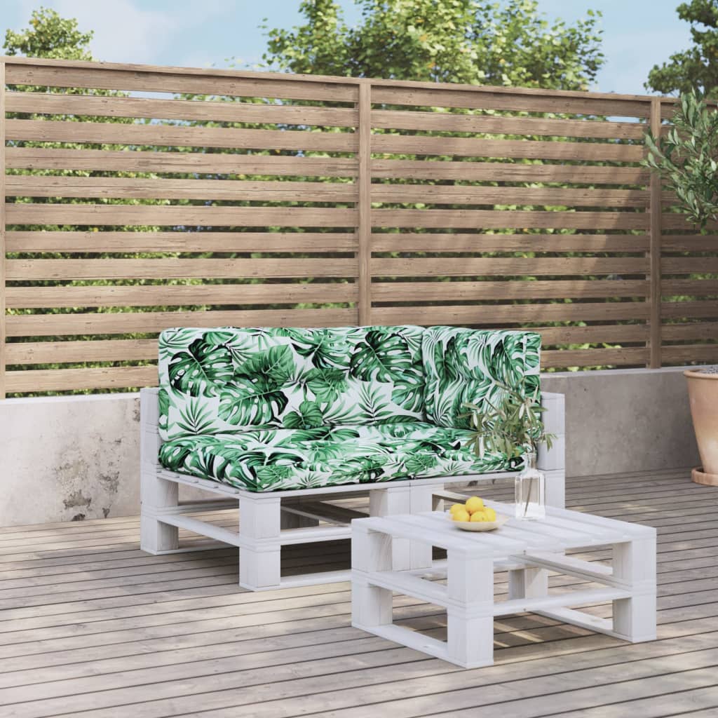 Palettenkissen 3-tlg. Blattmuster Stoff