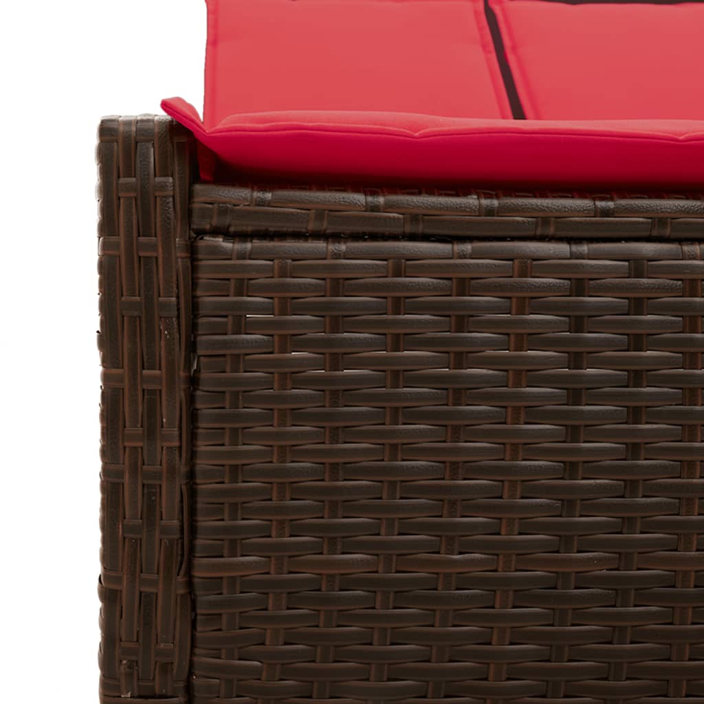 Doppelte Sonnenliege mit Kissen Braun Poly Rattan
