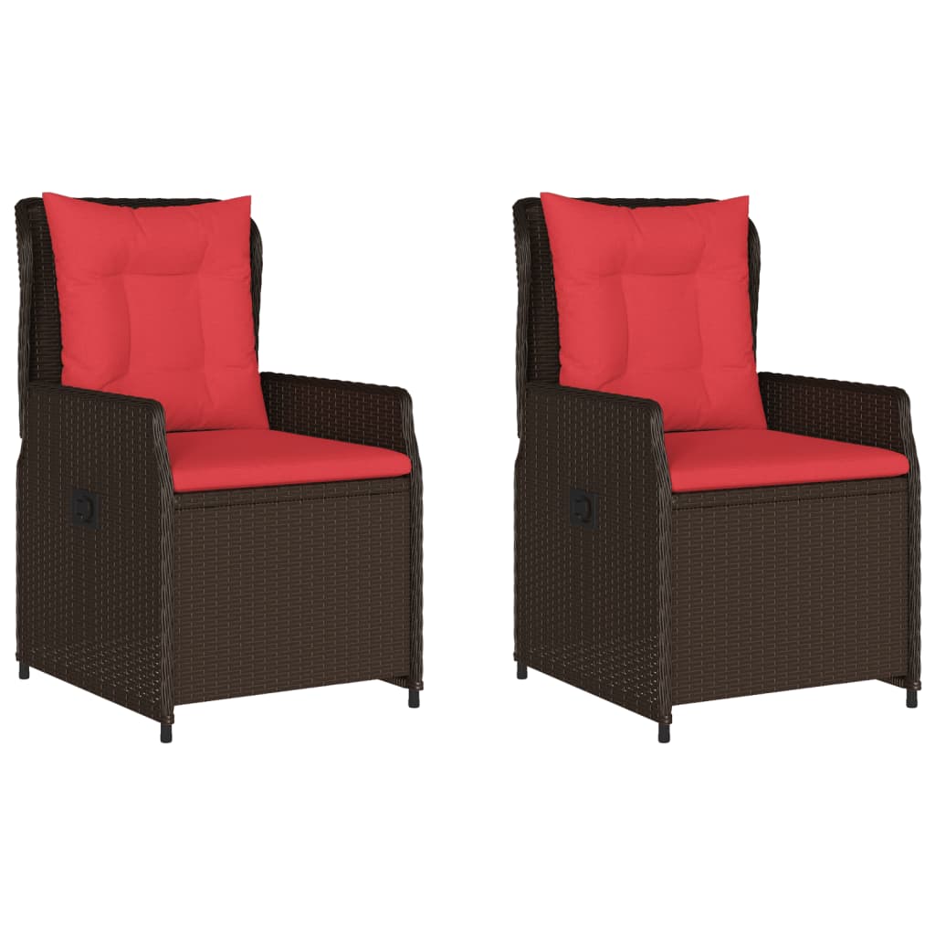 Liegende Gartenstühle 2 Stk. Braun Poly Rattan