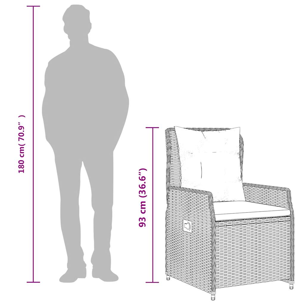 Liegende Gartenstühle 2 Stk. Grau Poly Rattan