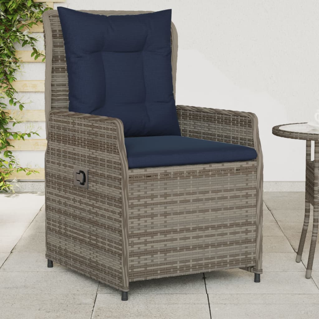 Liegende Gartenstühle 2 Stk. Grau Poly Rattan