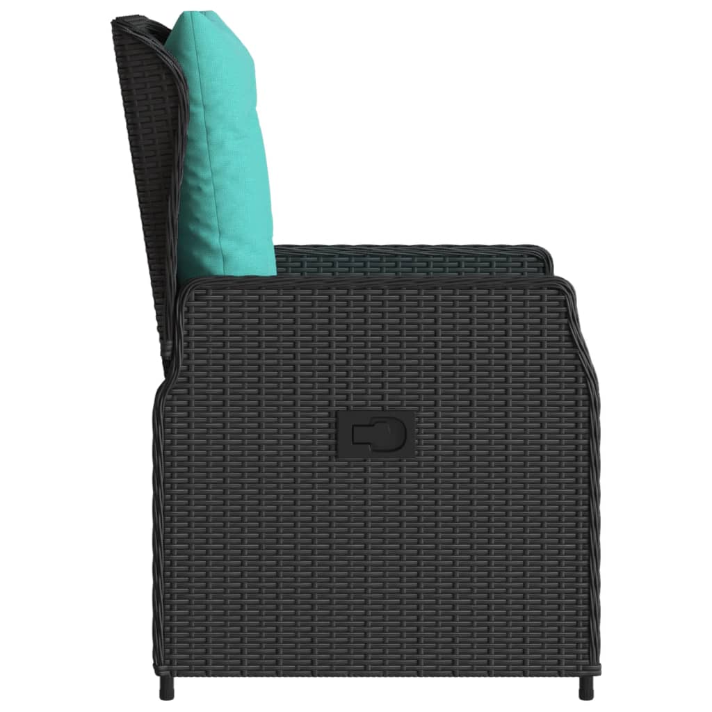 Liegende Gartenstühle 2 Stk. Schwarz Poly Rattan