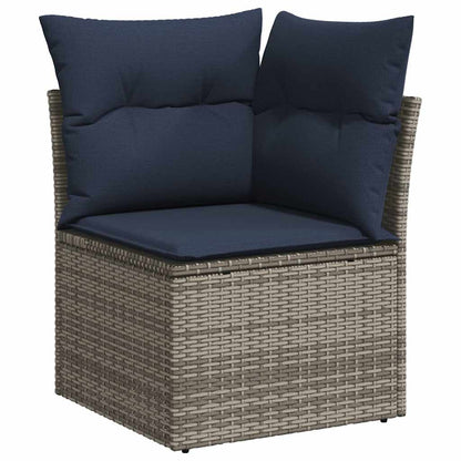 8-teiliges Gartensofa-Set mit Kissen, grau, Polyrattan