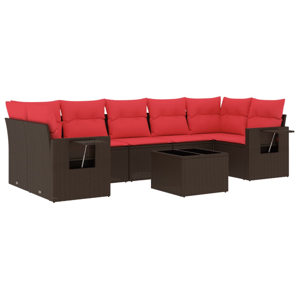 8-teiliges Gartensofa-Set mit Kissen, braun, Polyrattan