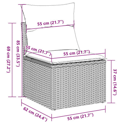 5-tlg. Garten-Sofagarnitur mit Kissen Braun Poly Rattan