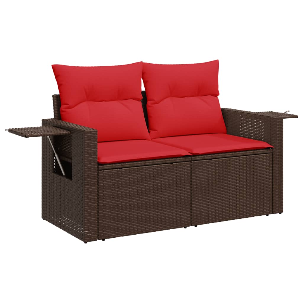 4-teiliges Gartensofa-Set mit Kissen, braun, Polyrattan
