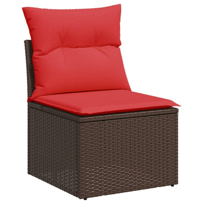 5-teiliges Gartensofa-Set mit Kissen, braun, Polyrattan