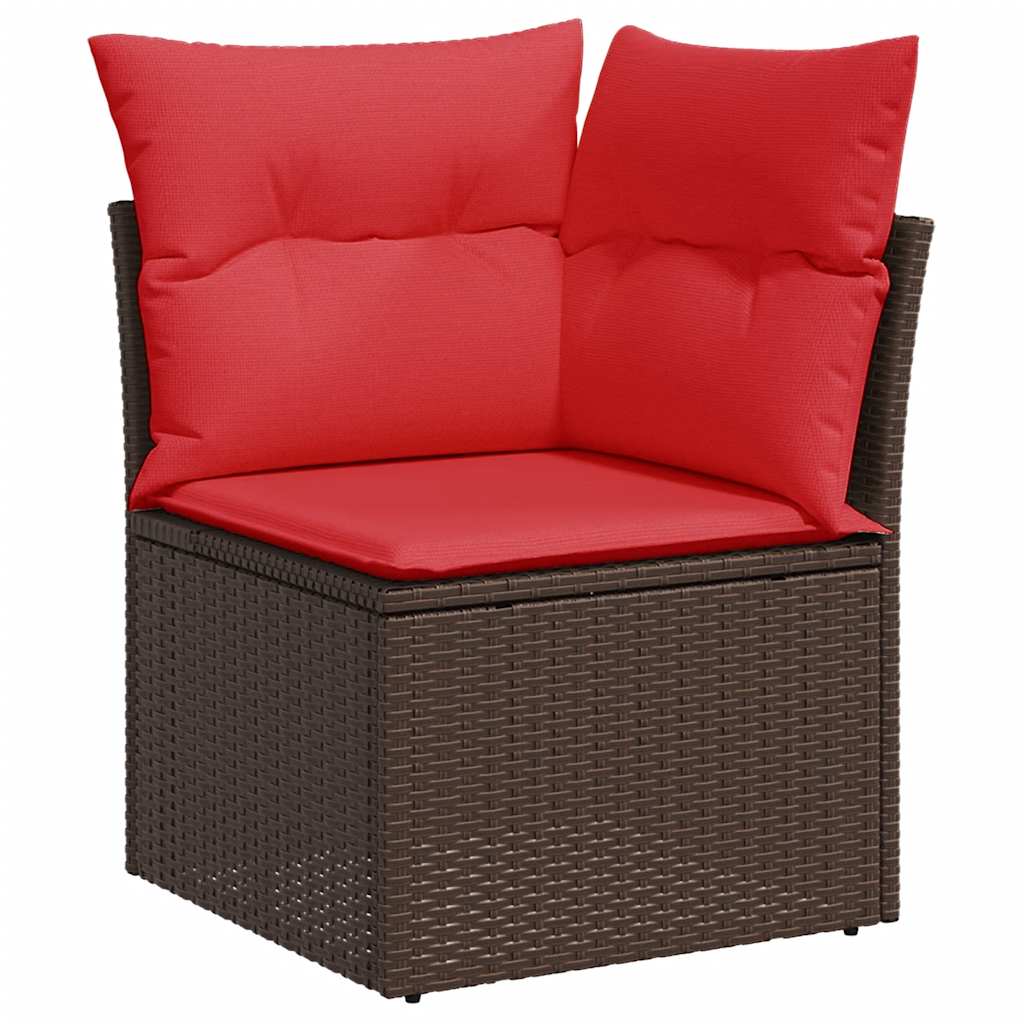 6-teiliges Gartensofa-Set mit Kissen, braun, Polyrattan