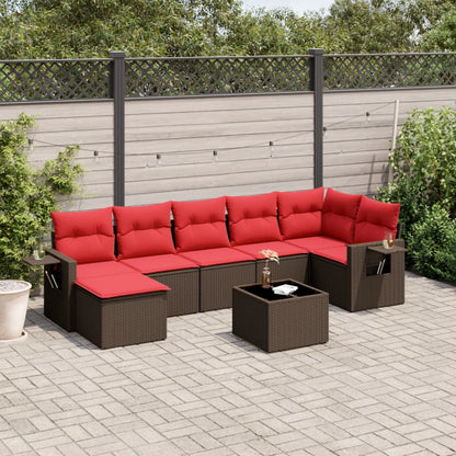 8-teiliges Gartensofa-Set mit Kissen, braun, Polyrattan