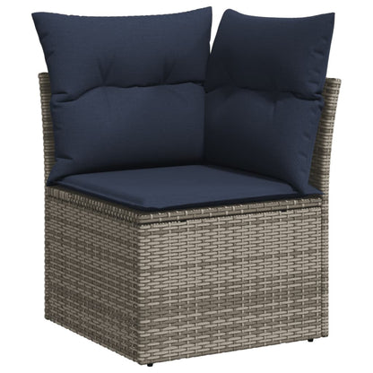 7-teiliges Gartensofa-Set mit Kissen, grau, Polyrattan