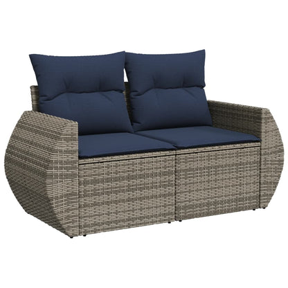 5-teiliges Gartensofa-Set mit Kissen, grau, Polyrattan