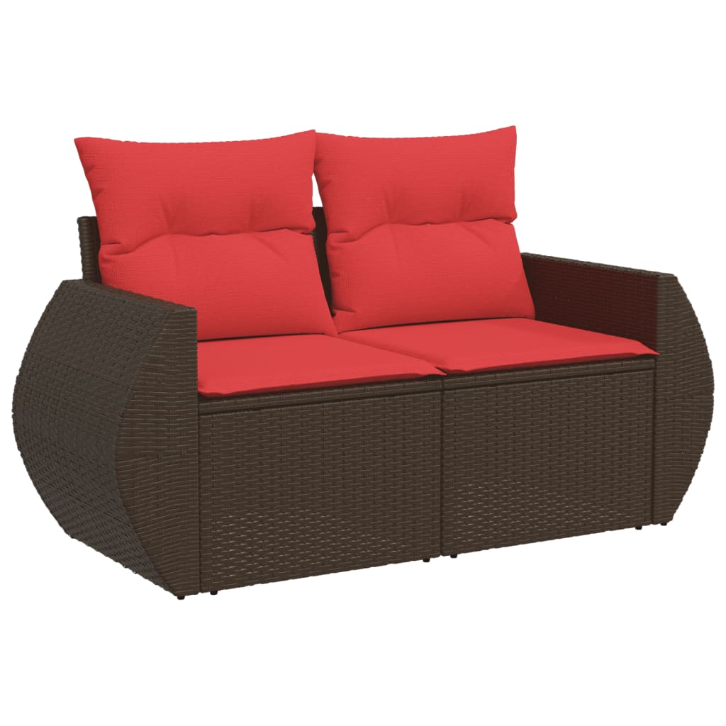 5-teiliges Gartensofa-Set mit Kissen, braun, Polyrattan