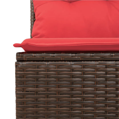 5-teiliges Gartensofa-Set mit Kissen, braun, Polyrattan