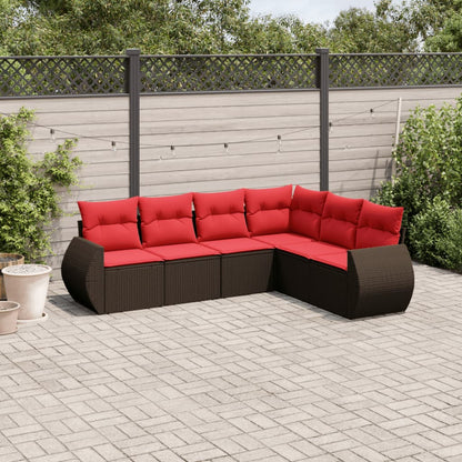 6-teiliges Gartensofa-Set mit Kissen, braun, Polyrattan
