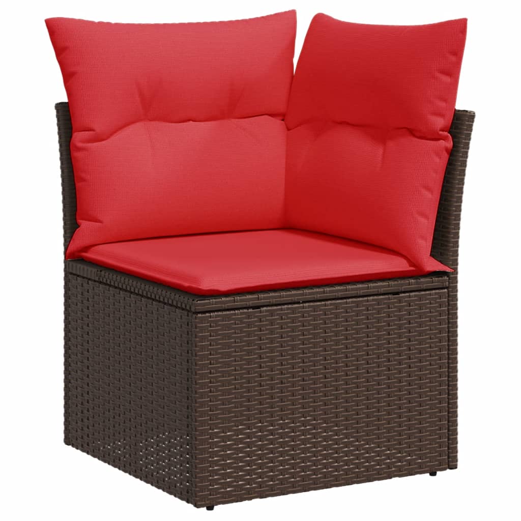 7-teiliges Gartensofa-Set mit Kissen, braun, Polyrattan