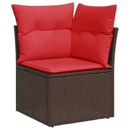 10-teiliges Gartensofa-Set mit Kissen, braun, Polyrattan