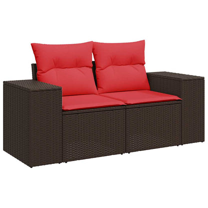 8-teiliges Gartensofa-Set mit Kissen, braun, Polyrattan