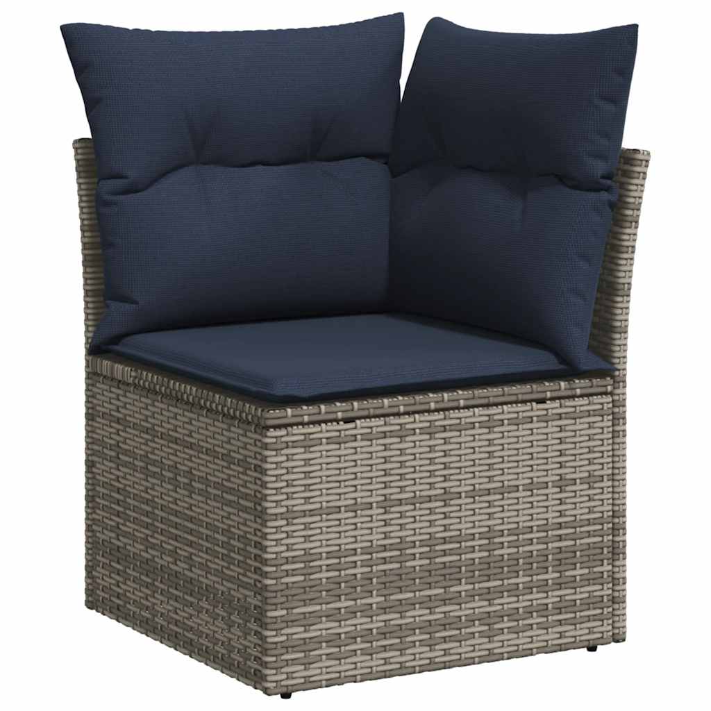8-teiliges Gartensofa-Set mit Kissen, grau, Polyrattan
