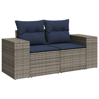 5-teiliges Gartensofa-Set mit Kissen, grau, Polyrattan