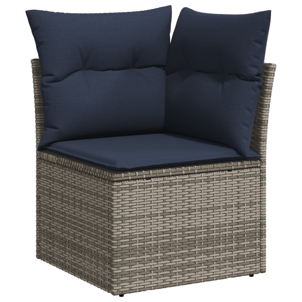 9-teiliges Gartensofa-Set mit Kissen, grau, Polyrattan