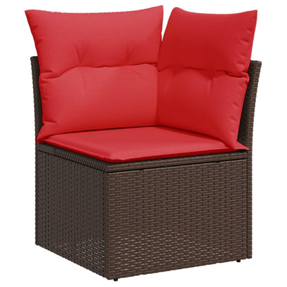 11-teiliges Gartensofa-Set mit Kissen, braun, Polyrattan