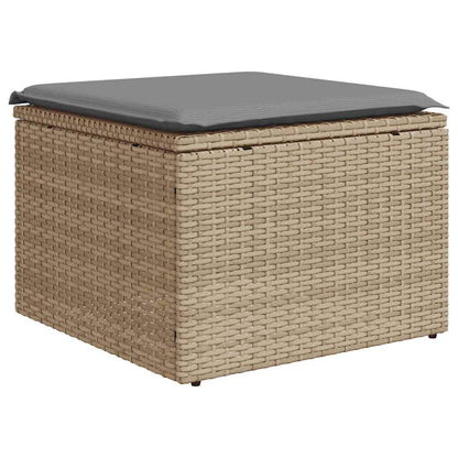 7-tlg. Garten-Sofagarnitur mit Kissen Hellgrau Poly Rattan