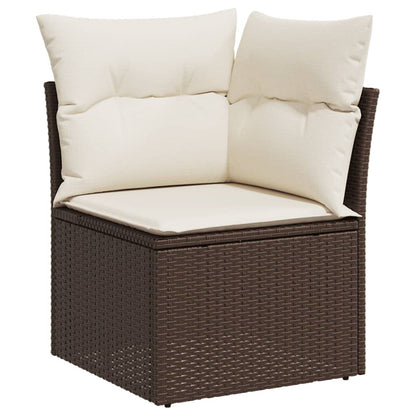 14-tlg. Garten-Sofagarnitur mit Kissen Braun Poly Rattan