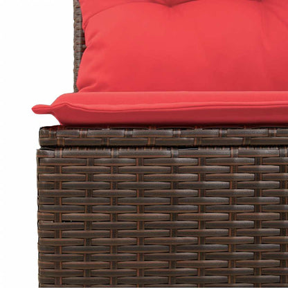 9-tlg. Garten-Sofagarnitur mit Kissen Braun Poly Rattan