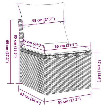 10-tlg. Garten-Sofagarnitur mit Kissen Braun Poly Rattan