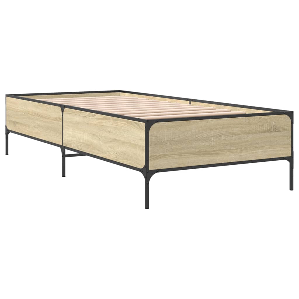 Bettgestell Sonoma-Eiche 75x190 cm Holzwerkstoff und Metall