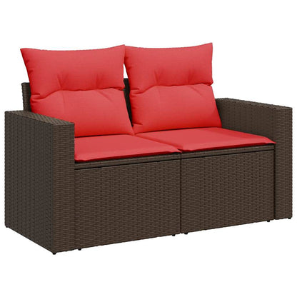 10-teiliges Gartensofa-Set mit Kissen, braun, Polyrattan
