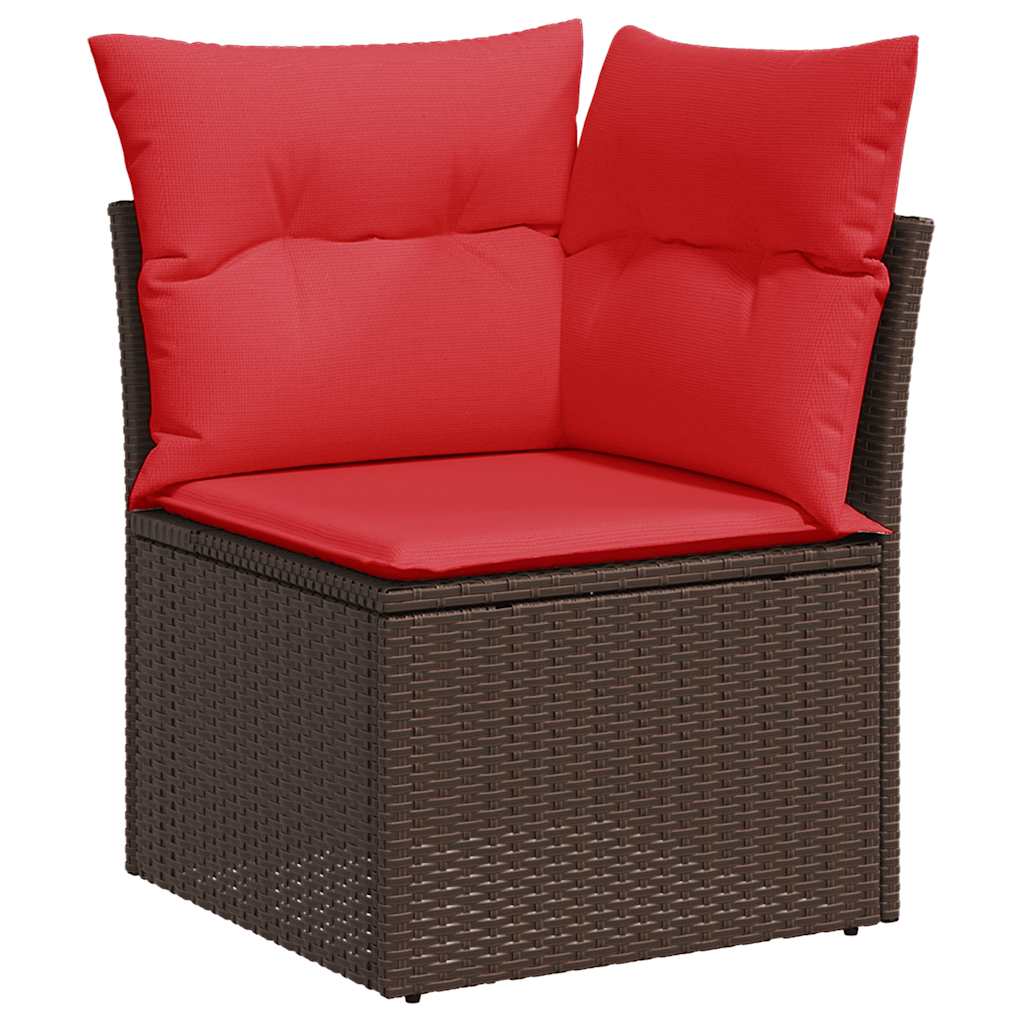 11-teiliges Gartensofa-Set mit Kissen, braun, Polyrattan