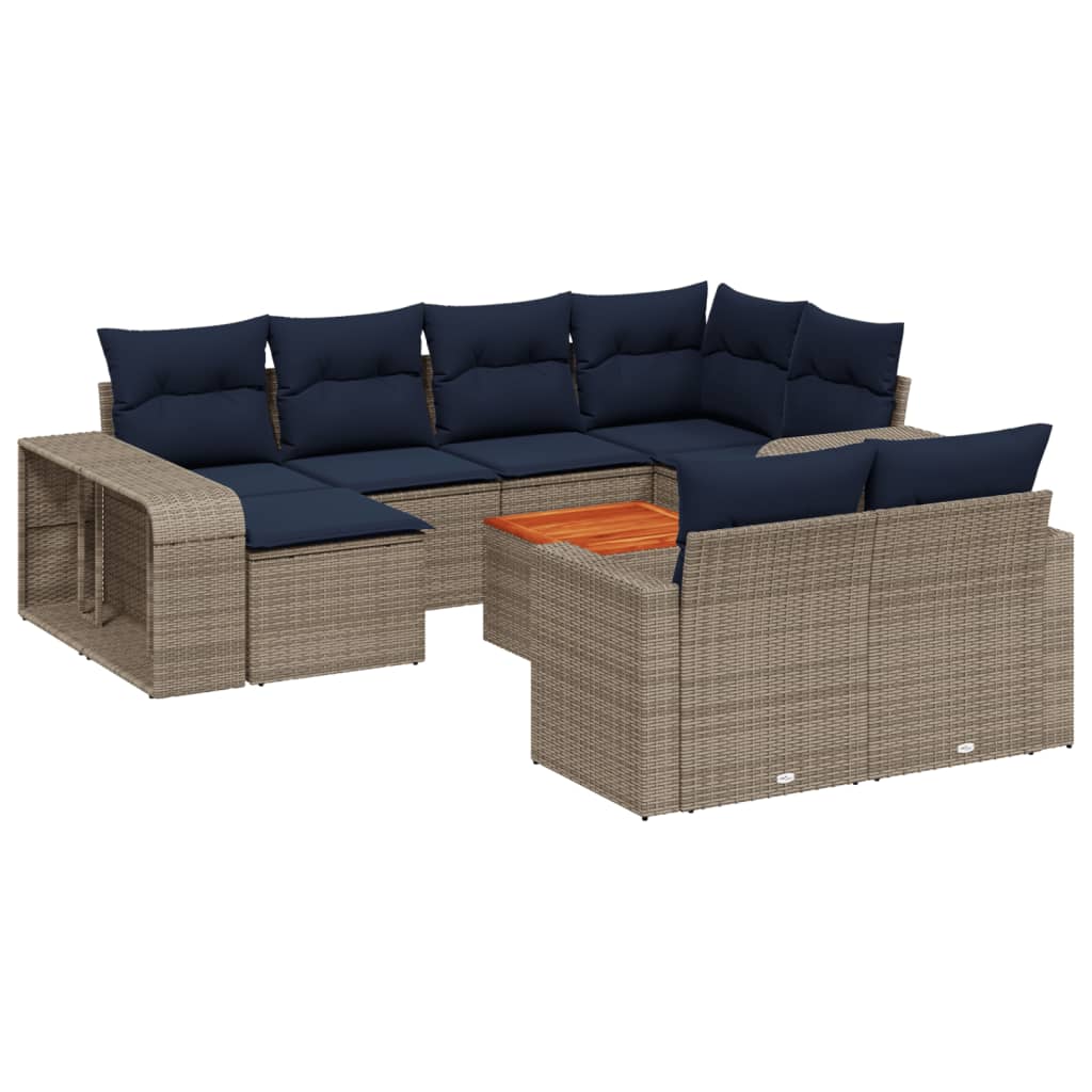 11-teiliges Gartensofa-Set mit Kissen, grau, Polyrattan