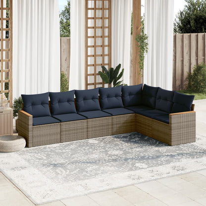 7-teiliges Gartensofa-Set mit Kissen, grau, Polyrattan