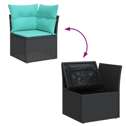 8-tlg. Garten-Sofagarnitur mit Kissen Schwarz Poly Rattan