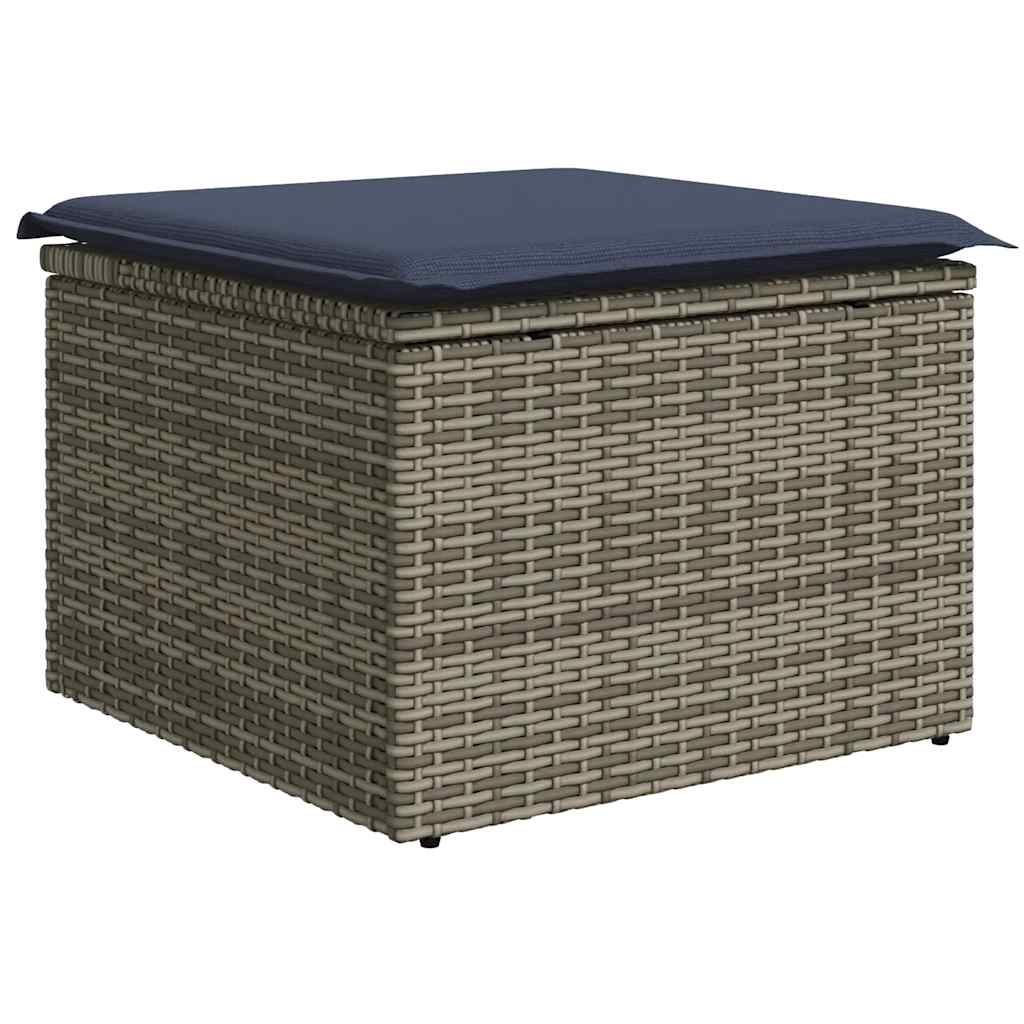 9-teiliges Gartensofa-Set mit Kissen, grau, Polyrattan