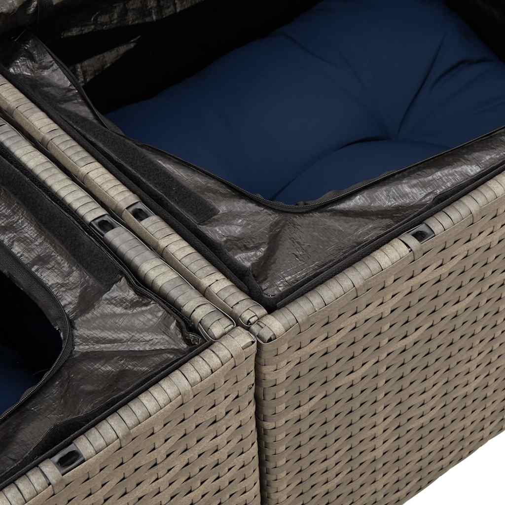 9-teiliges Gartensofa-Set mit Kissen, grau, Polyrattan