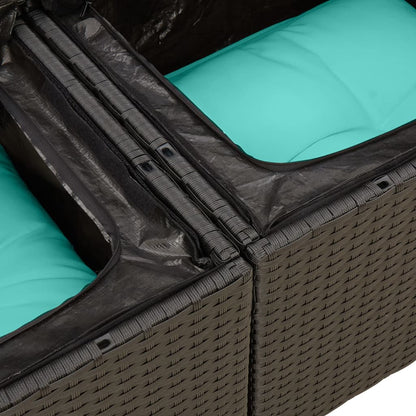 10-tlg. Garten-Sofagarnitur mit Kissen Schwarz Poly Rattan