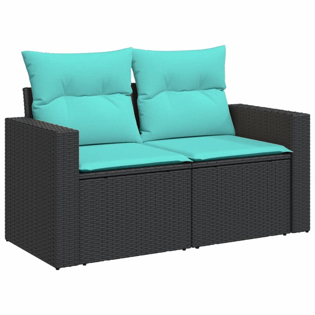 12-tlg. Garten-Sofagarnitur mit Kissen Schwarz Poly Rattan