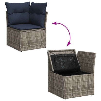 13-teiliges Gartensofa-Set mit Kissen, grau, Polyrattan