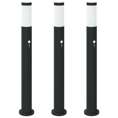 Pollerleuchten mit Sensor 3er 80 cm Edelstahl IP44