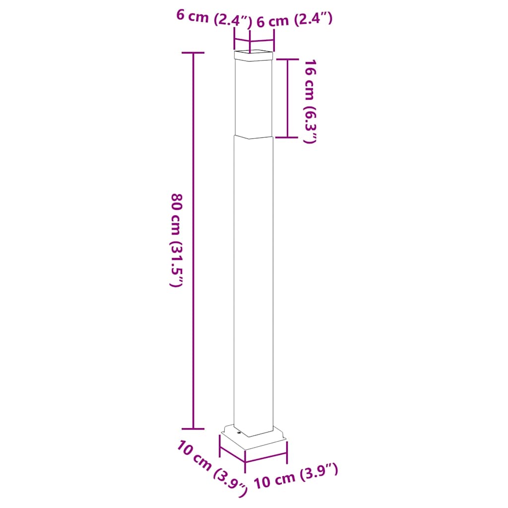 Pollerleuchte 80 cm Schwarz IP44
