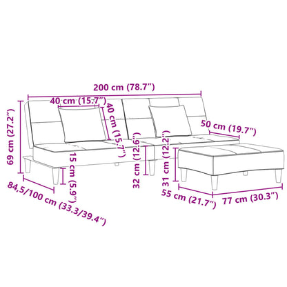 Schlafsofa 2-Sitzer mit Fußhocker Dunkelgrau Samt