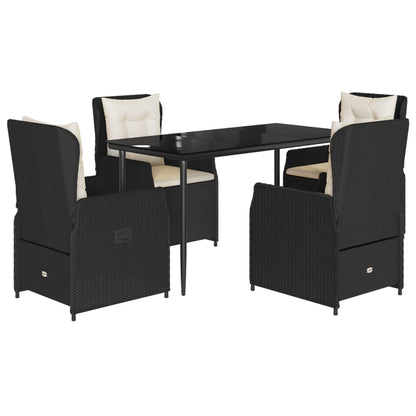 5-tlg. Garten-Essgruppe mit Kissen Schwarz Poly Rattan