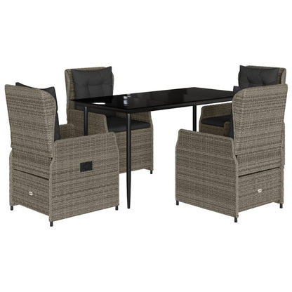 5-tlg. Garten-Essgruppe mit Kissen Grau Poly Rattan