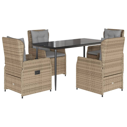 5-tlg. Garten-Essgruppe mit Kissen Beige Poly Rattan