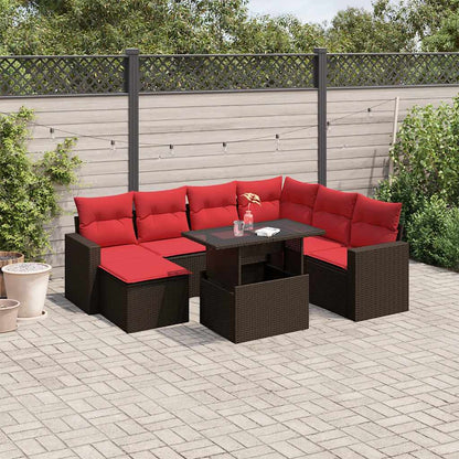8-teiliges Gartensofa-Set mit Kissen, braun, Polyrattan