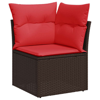 8-teiliges Gartensofa-Set mit Kissen, braun, Polyrattan