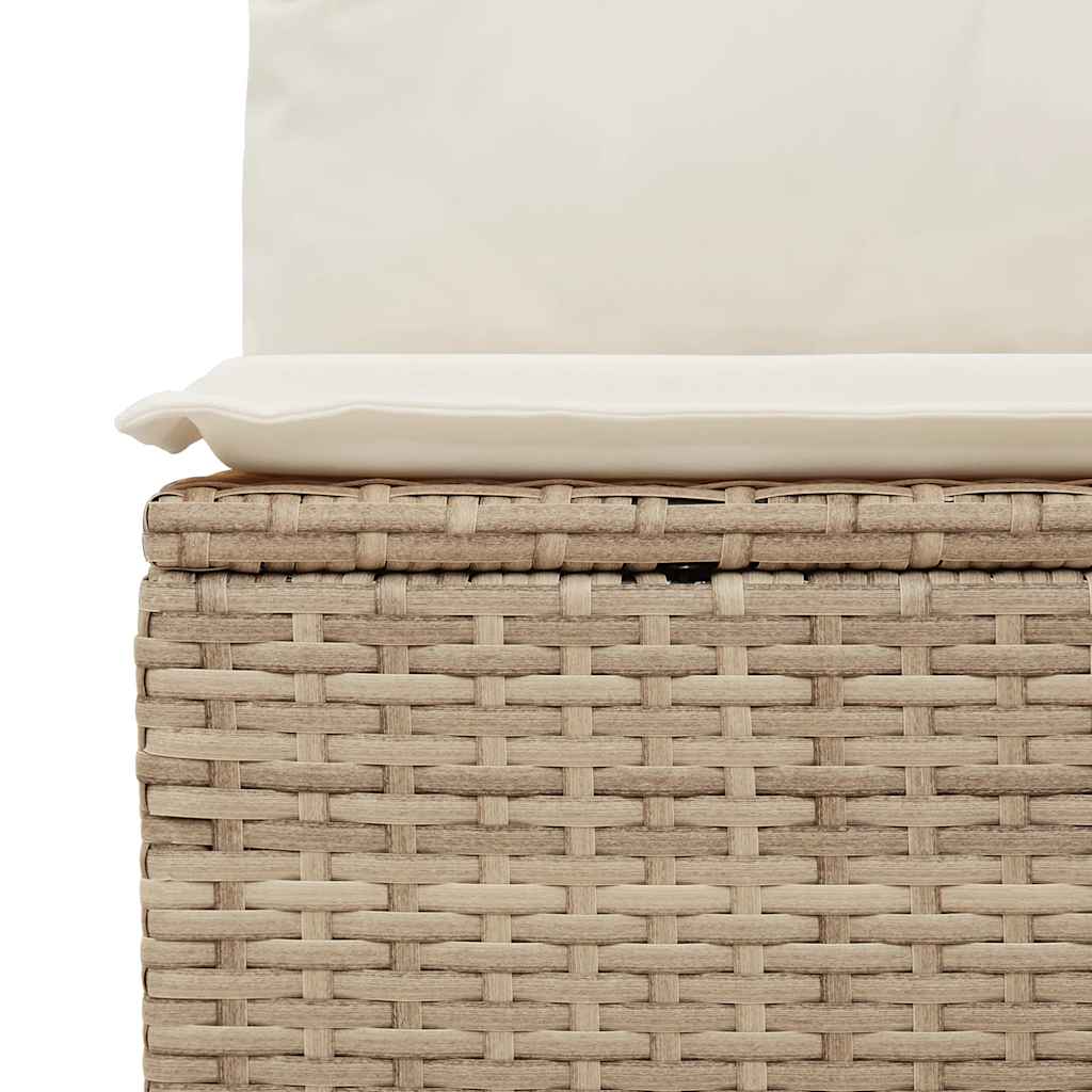 7-tlg. Garten-Sofagarnitur mit Kissen Beige Poly Rattan