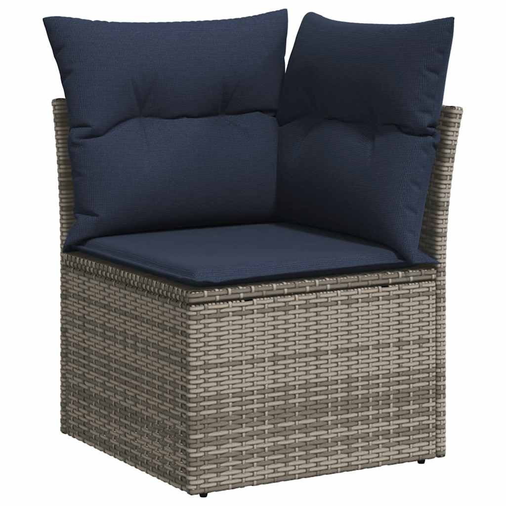 7-teiliges Gartensofa-Set mit Kissen, grau, Polyrattan